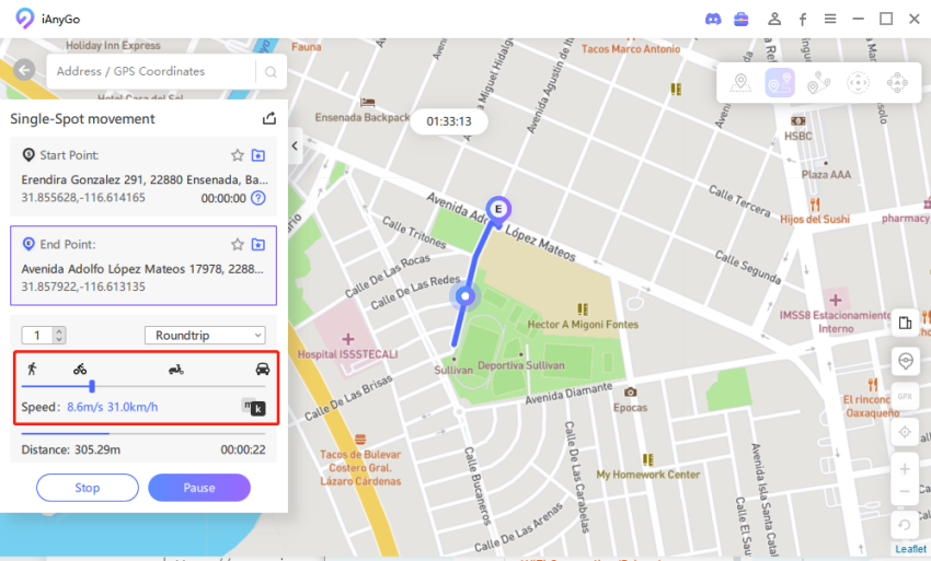 change speed during movement