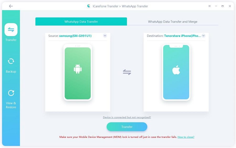 transfer whatsapp from android to iphone
